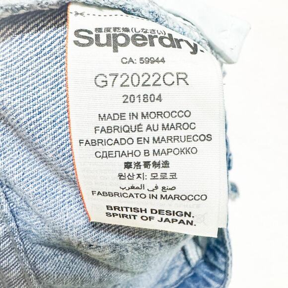 Superdry Metallic Embellished Raw Hem Denim Jean Mini Skirt Size 28 - Picture 3 of 7